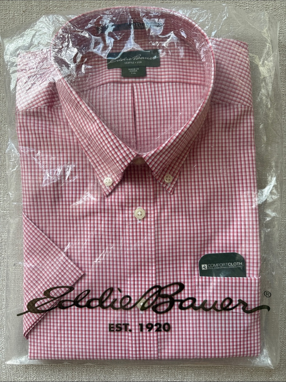 Eddie Bauer Pink Gingham Button-Down Shirt New